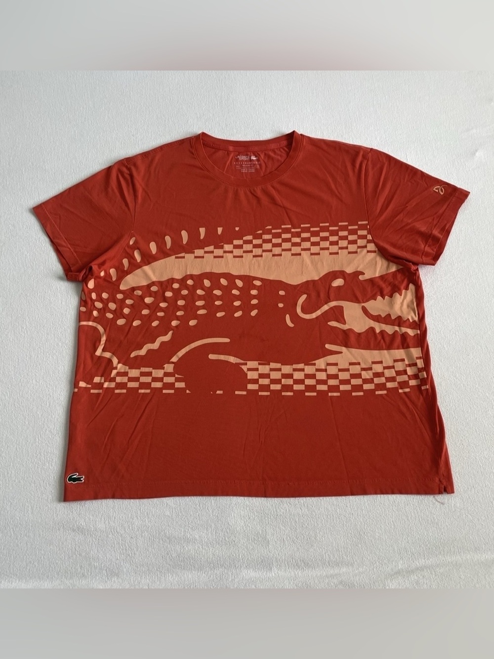 Lacoste x Novak Djokovic Shirt Mens 4XL Croc Graphic Coral/Orange Tennis Outdoor